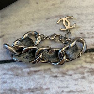 Velvet Chunky Chain Chanel Bracelet with Charm